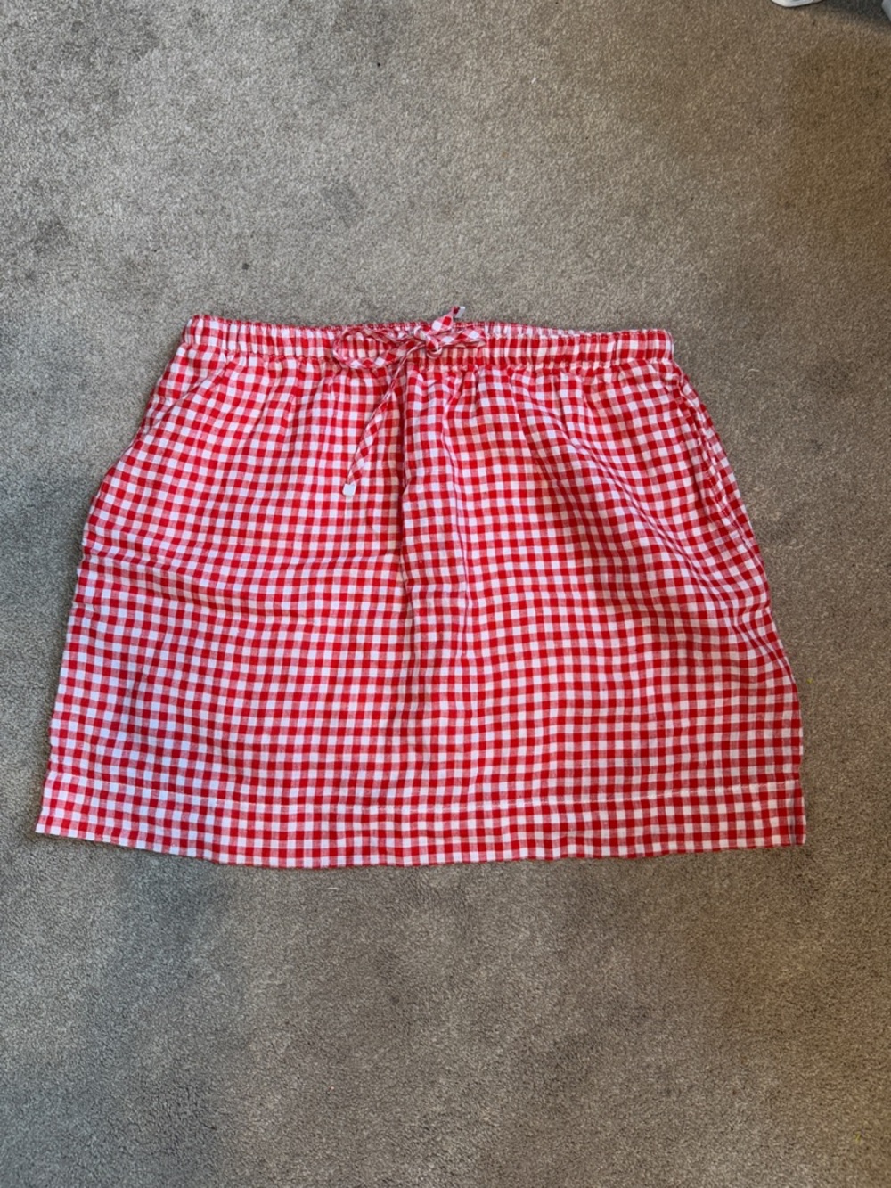 C&C California Red Gingham Elastic Waist Mini Skort Size L